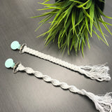 Tiny Sprigs Quinn Macrame Pacifier Clips Mint Clips