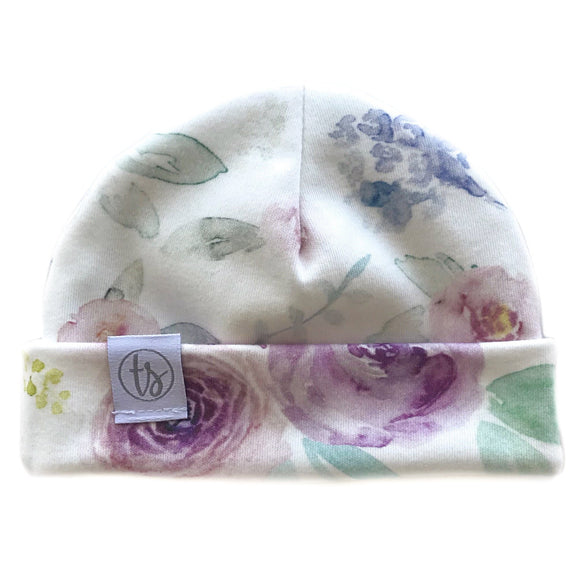 Tiny Sprigs Spring Watercolour Organic Baby Hat