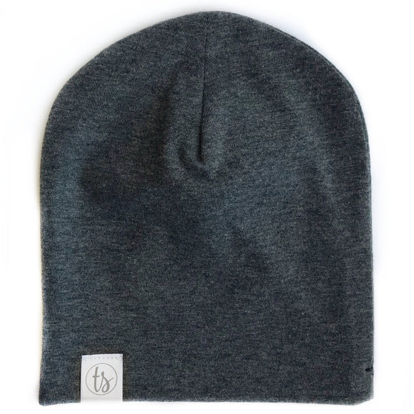 Tiny Sprigs Charcoal Slouchy Beanie